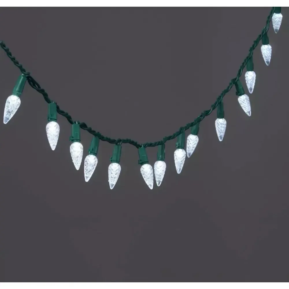 Wondershop 60 Cool White Faceted LED C6 Lights Green Wire New